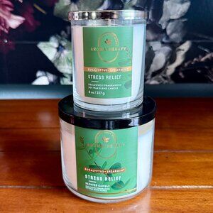 NEW 2-Pc AROMATHERAPY ECALYPTUS SPEARMINT 3-Wick Candle & Single Wick Candle BBW